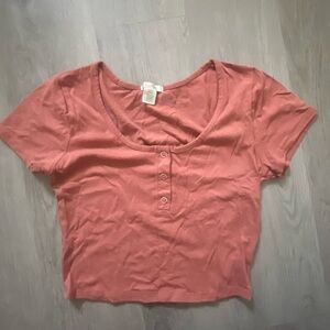 Bozzolo Pink Fitted Crop T-Shirt